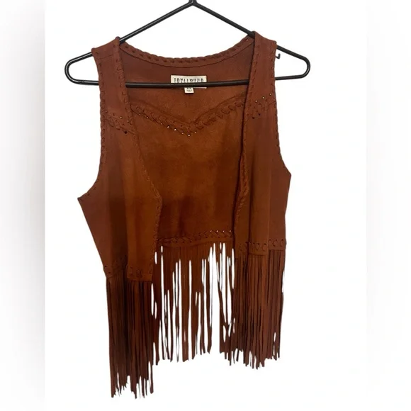 IDYLLWIND Fueled By Miranda Lambert NEW STRINGS FRINGE BROWN VEST Size Small - Picture 9 of 13